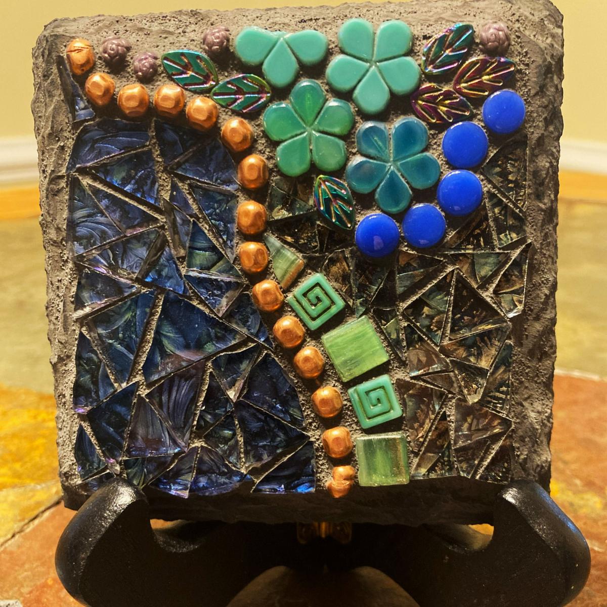 Slate Floral Mosaic Coaster Set picture