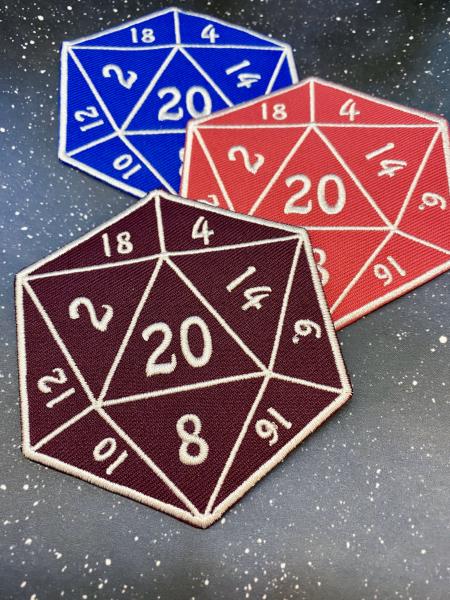 D20 Iron On Patch Tabletop Gaming Patch Gift for Gamers picture