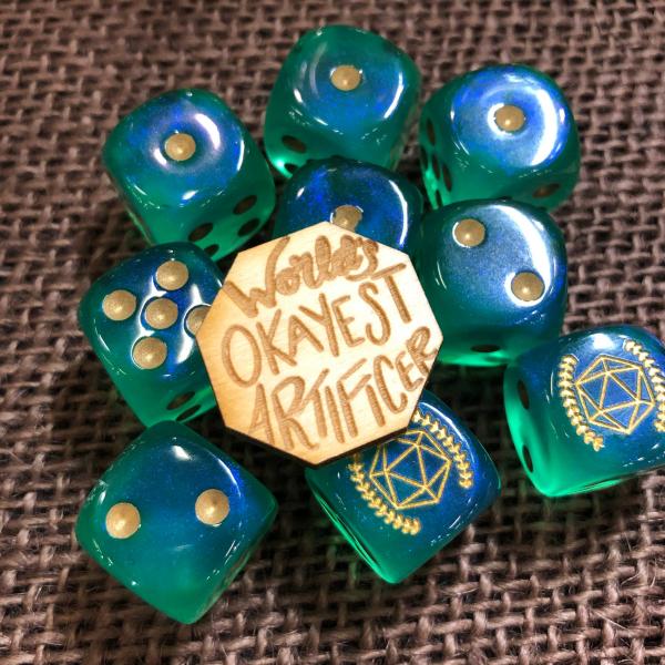 World's Okayest Artificer Wooden Tabletop Class Pin picture