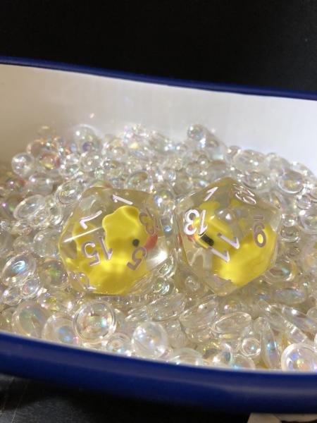 Lucky Duck20 - D20 dice with tiny rubber ducky inside! picture