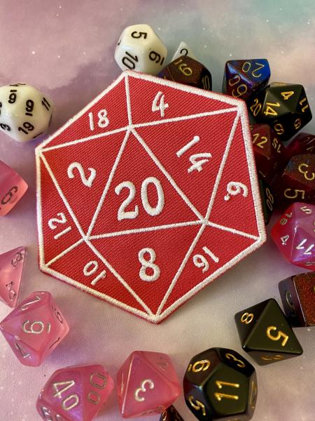 D20 Iron On Patch Tabletop Gaming Patch Gift for Gamers picture