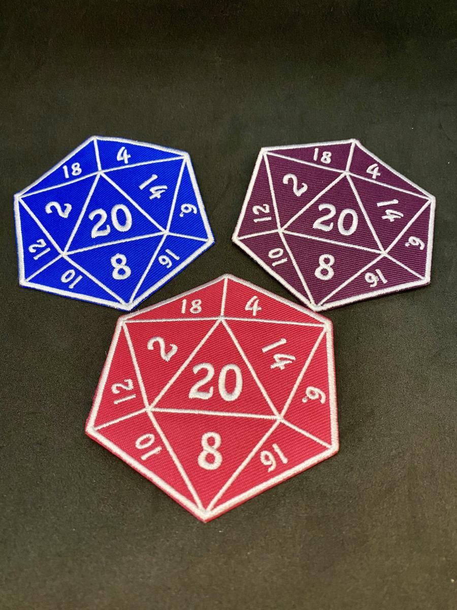 D20 Iron On Patch Tabletop Gaming Patch Gift for Gamers picture