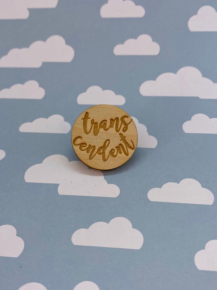 LGBTQ+ Wooden Pin- Trans-cendent picture