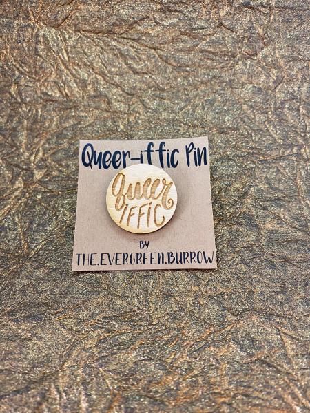 LGBTQ+ Wooden Pin- Queeriffic picture