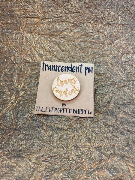 LGBTQ+ Wooden Pin- Trans-cendent picture
