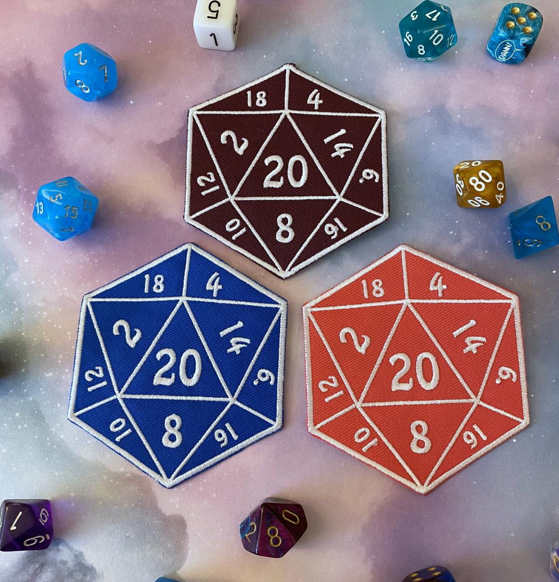 D20 Iron On Patch Tabletop Gaming Patch Gift for Gamers picture