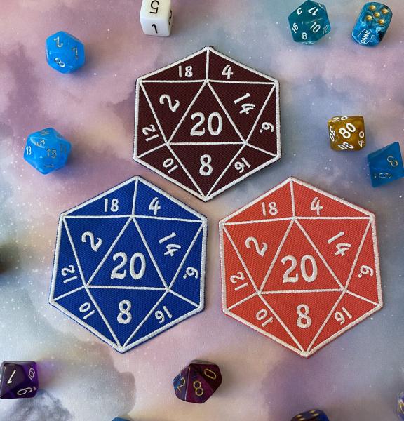 D20 Iron On Patch Tabletop Gaming Patch Gift for Gamers picture