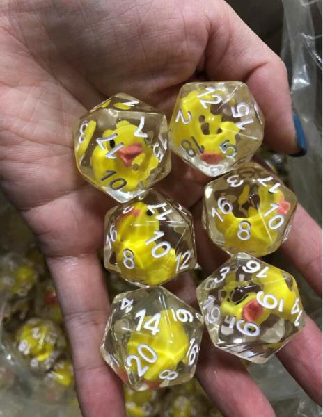 Lucky Duck20 - D20 dice with tiny rubber ducky inside! picture