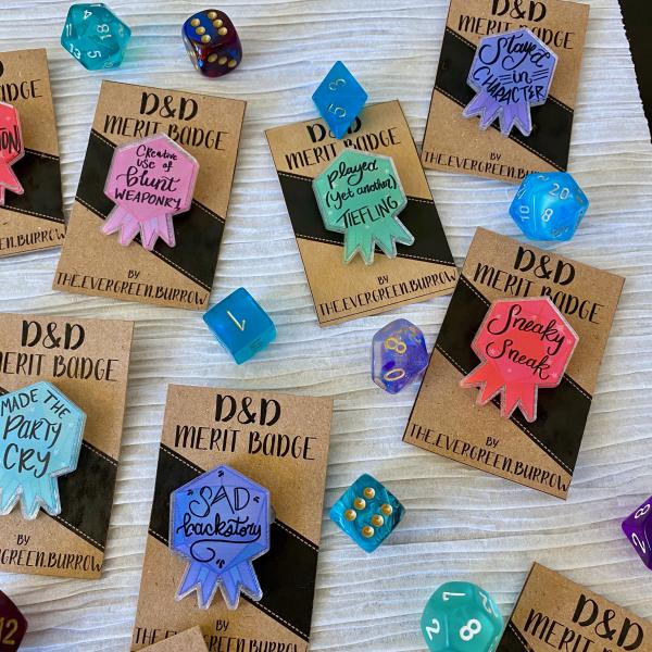 Tabletop Merit Badge Acrylic Pins D&D Pins picture