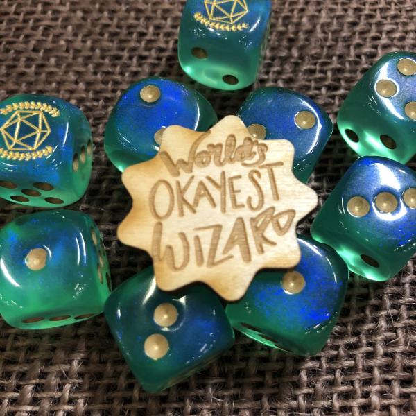 World's Okayest Wizard Tabletop Class Wooden Pin picture