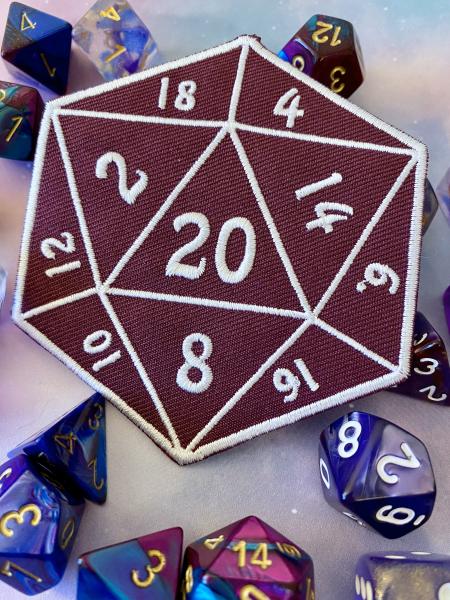 D20 Iron On Patch Tabletop Gaming Patch Gift for Gamers picture