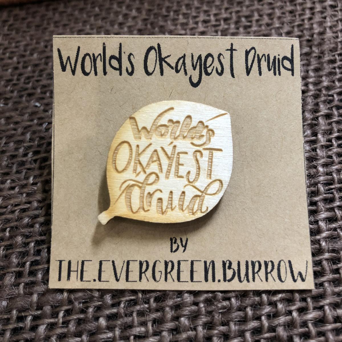 World's Okayest Druid Tabletop Class Wooden Pin picture