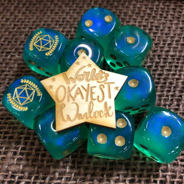 World's Okayest Warlock Tabletop Class Wooden Pin picture