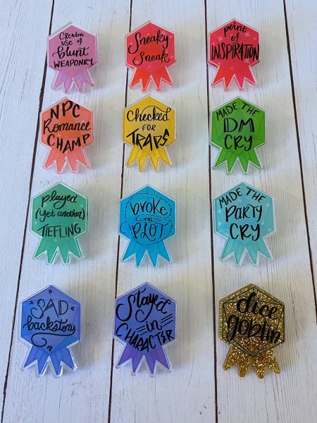 Tabletop Merit Badge Acrylic Pins D&D Pins picture