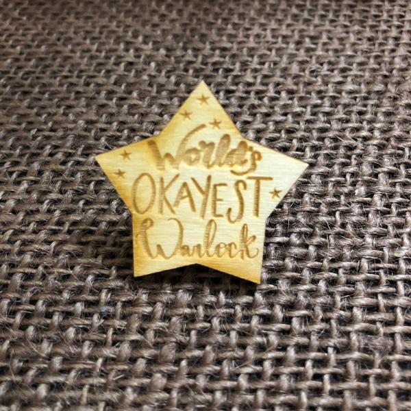 World's Okayest Warlock Tabletop Class Wooden Pin picture