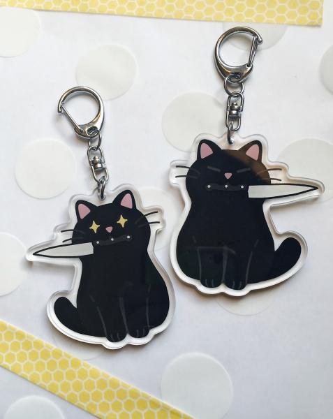 knife cat acrylic keychain