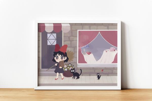 Kiki's Delivery Service inspired 8.5 x 11 Print picture