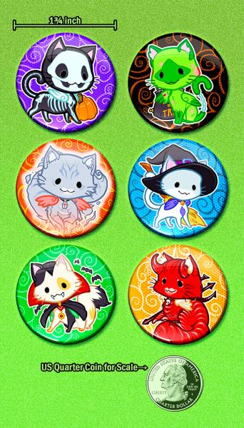 Halloween Cat Wings Button Set picture
