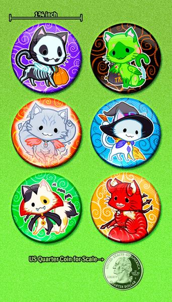 Halloween Cat Wings Button Set