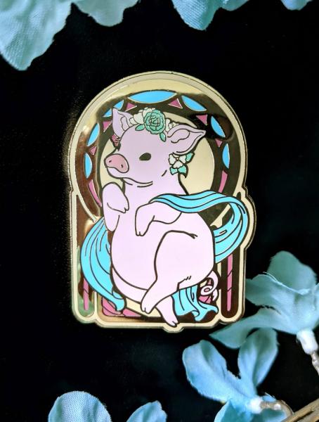 Pig Nouveau Enamel Pin picture