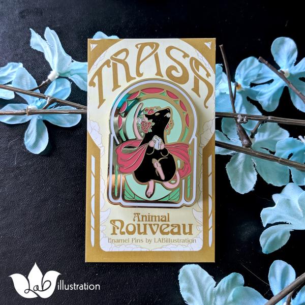 Rat Nouveau Enamel Pin picture