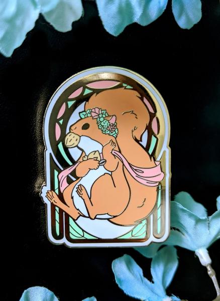 Squirrel Nouveau Enamel Pin picture