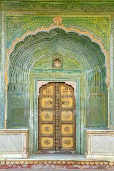 The Green Gate inside the City Palace in Jaipur, India