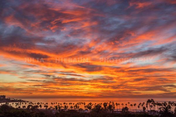 Fiery sunset over  la Jolla Shores, California