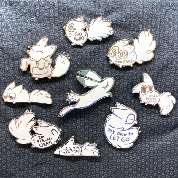 Anxiety Fox Enamel Pins