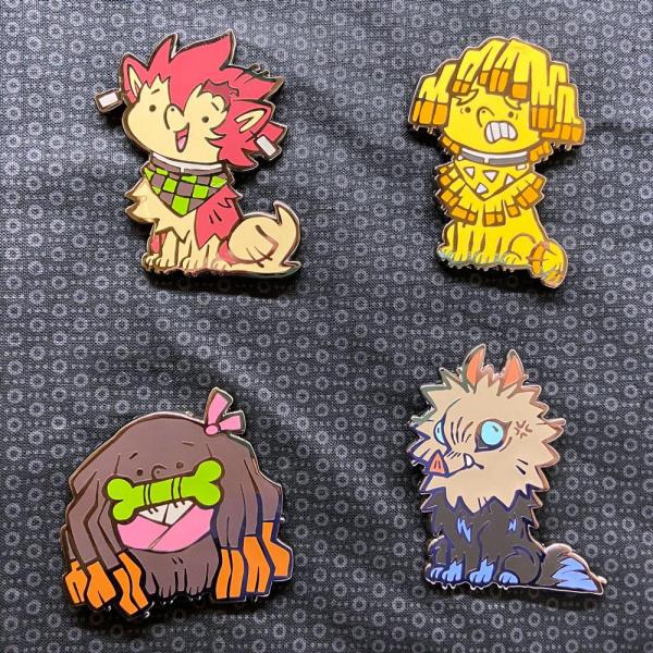 Kimetsu no Yaiba/ Demon Slayer Chibi Dog Enamel Pins