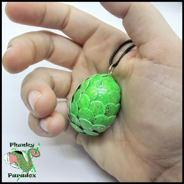 Electric Green and Gold Dragon Egg Pendant picture