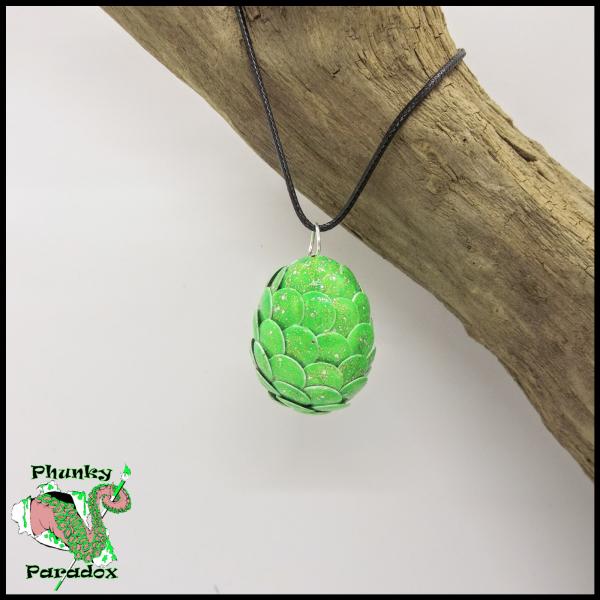 Electric Green and Gold Dragon Egg Pendant picture