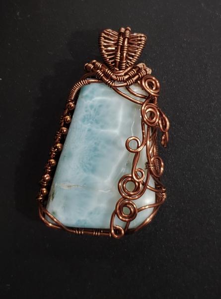 LARIMAR WITH ANTIQUE COPPER WIRING PENDANT