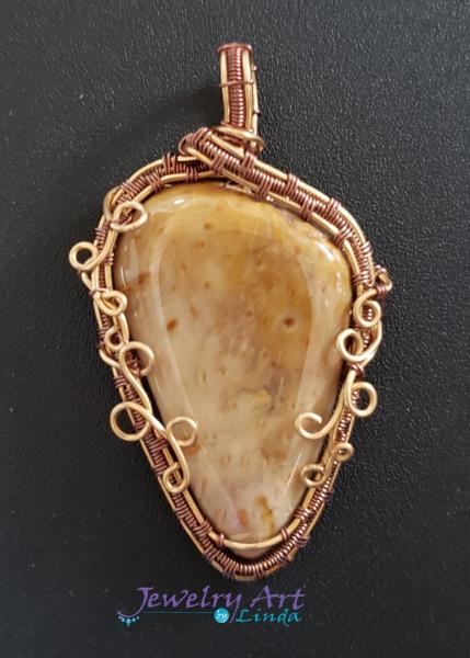 PETRIFIED PALM ROOT AND COPPER PENDANT