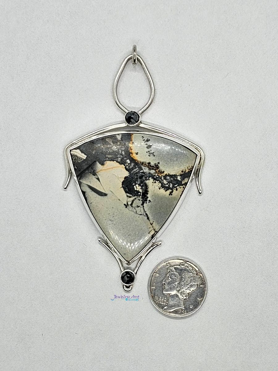 MALIGANO JASPER AND SNOWFLAKE OBSIDIAN PENDANT picture