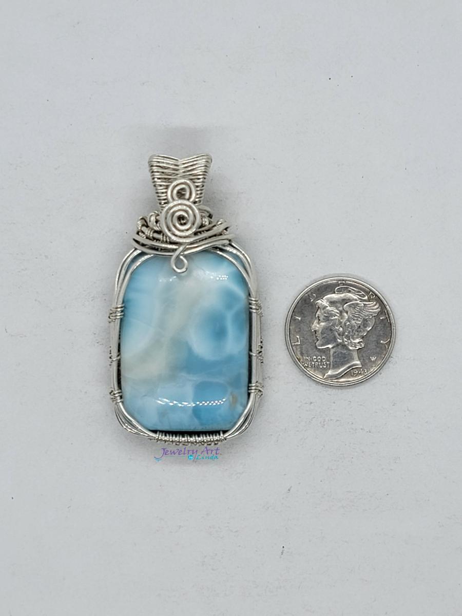 LARIMAR AND WOVEN STERLING SILVER PENDANT picture