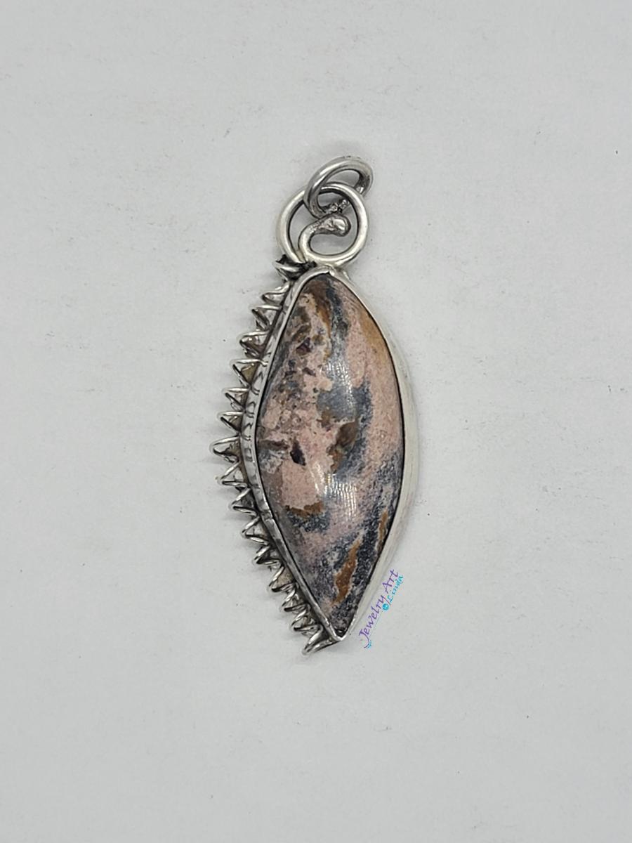 HANDMADE INDIAN BLANKET JASPER AND STERLING SILVER PENDANT picture