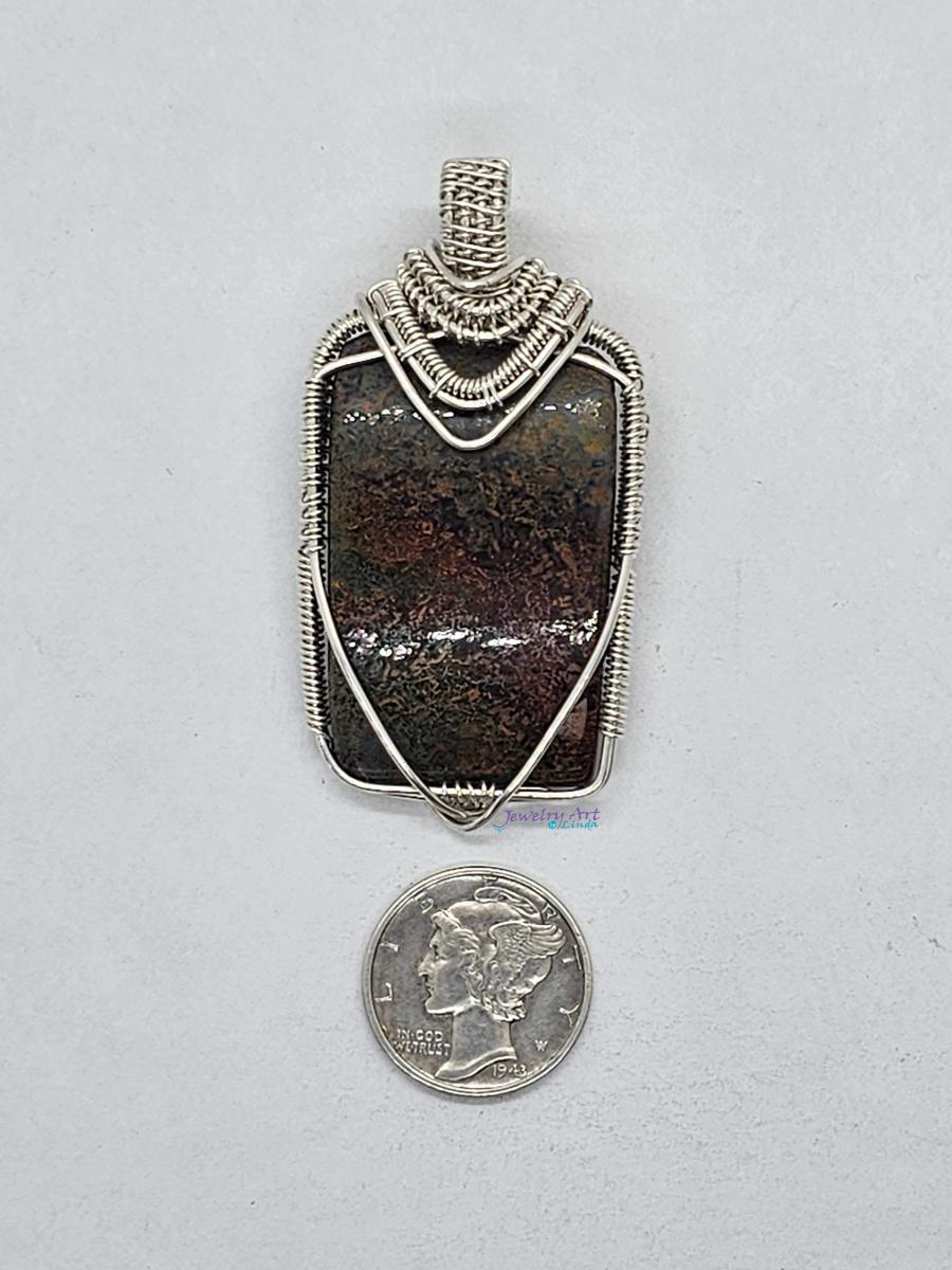 HOLT CANYON MOSS AGATE WOVEN STERLING SILVER PENDANT picture