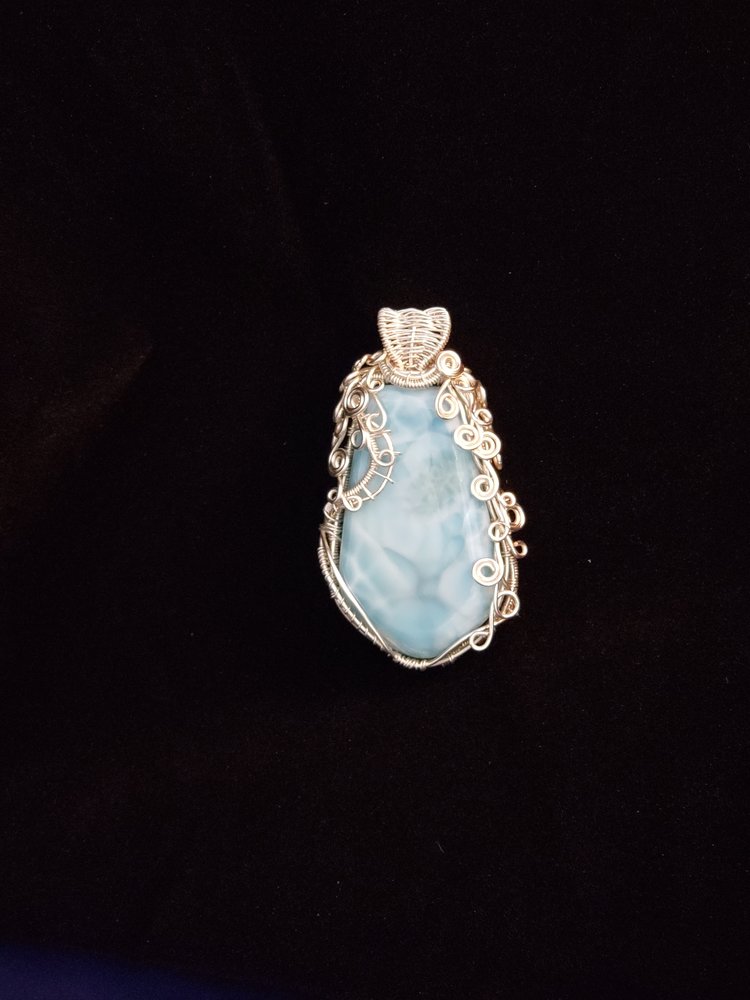 LARGE DOMINICAN REPUBLIC LARIMAR AND SILVER PENDANT picture