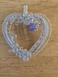 STERLING SILVER WOVEN HEART WITH AMETHYST