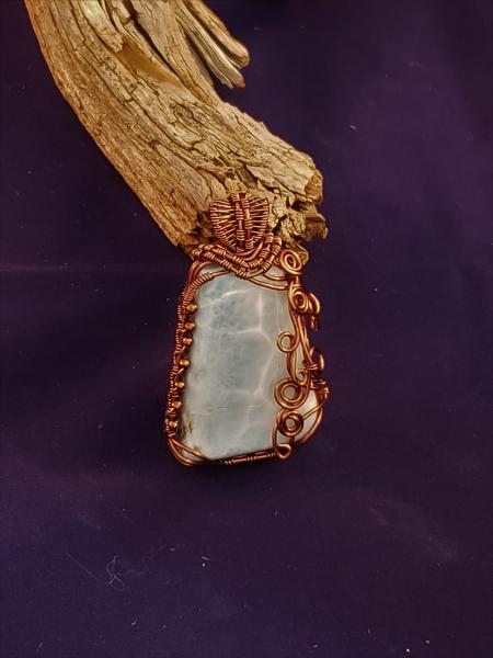 LARIMAR WITH ANTIQUE COPPER WIRING PENDANT picture