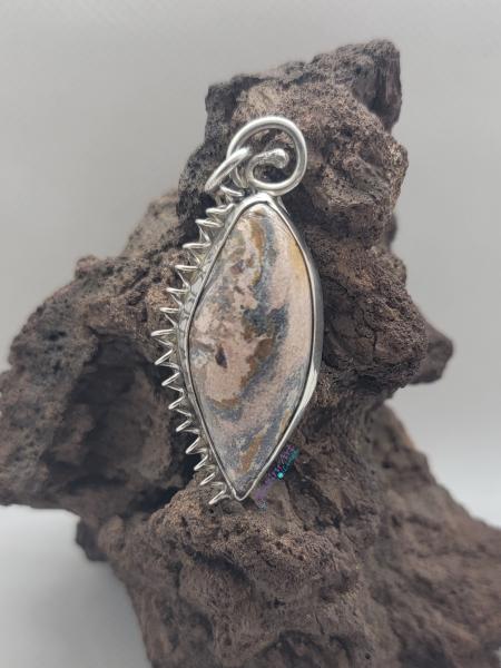 HANDMADE INDIAN BLANKET JASPER AND STERLING SILVER PENDANT