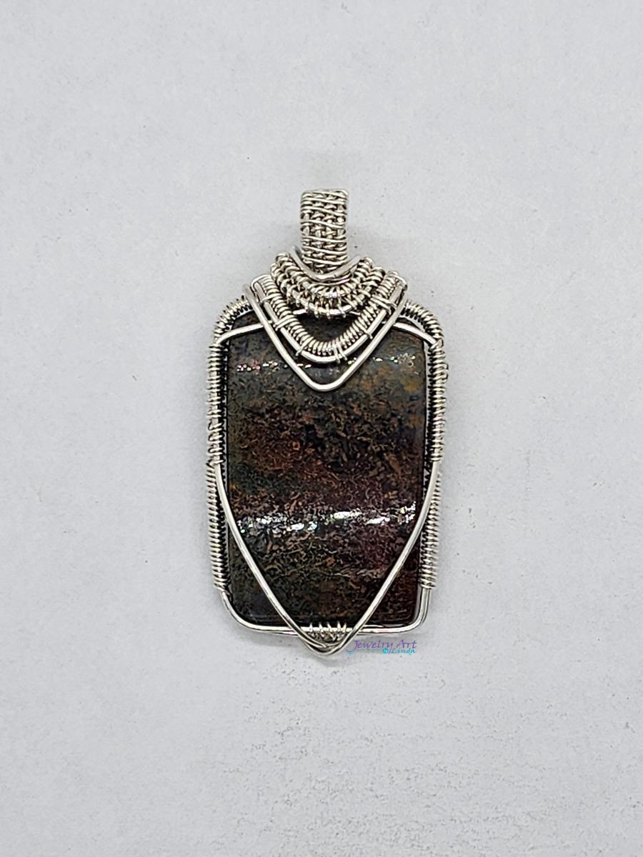 HOLT CANYON MOSS AGATE WOVEN STERLING SILVER PENDANT picture