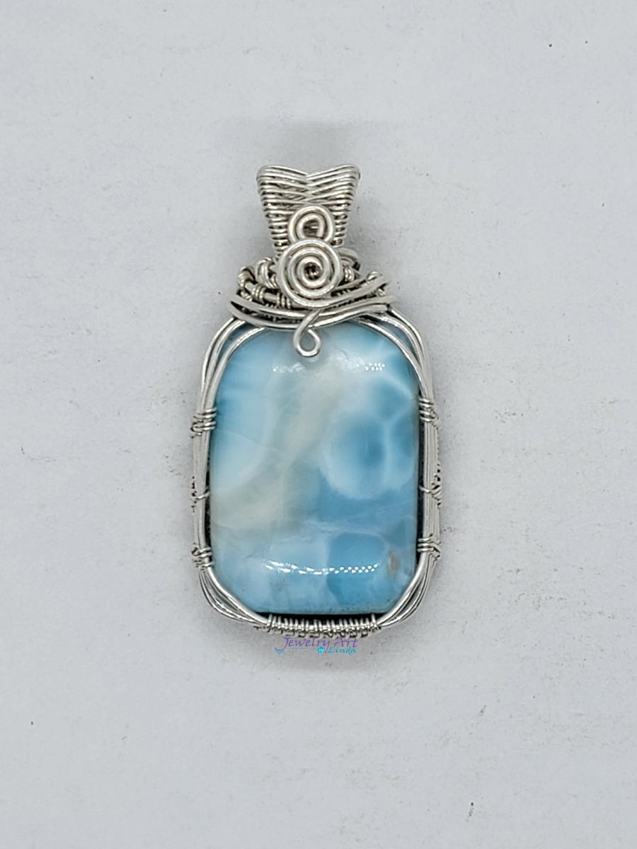 LARIMAR AND WOVEN STERLING SILVER PENDANT picture