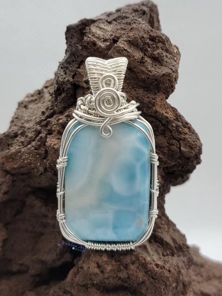 LARIMAR AND WOVEN STERLING SILVER PENDANT