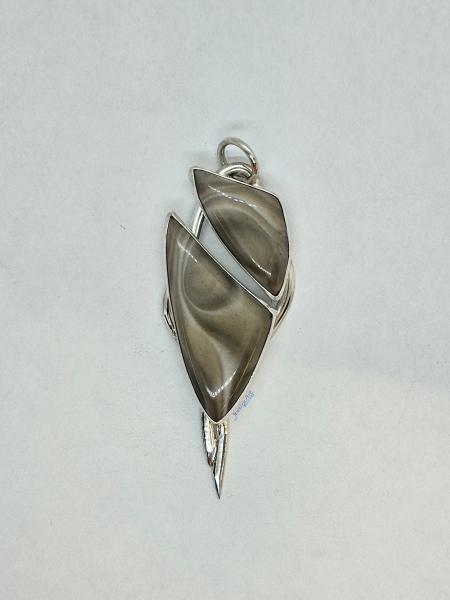 POLISH FLINT AND STERLING SILVER PENDANT