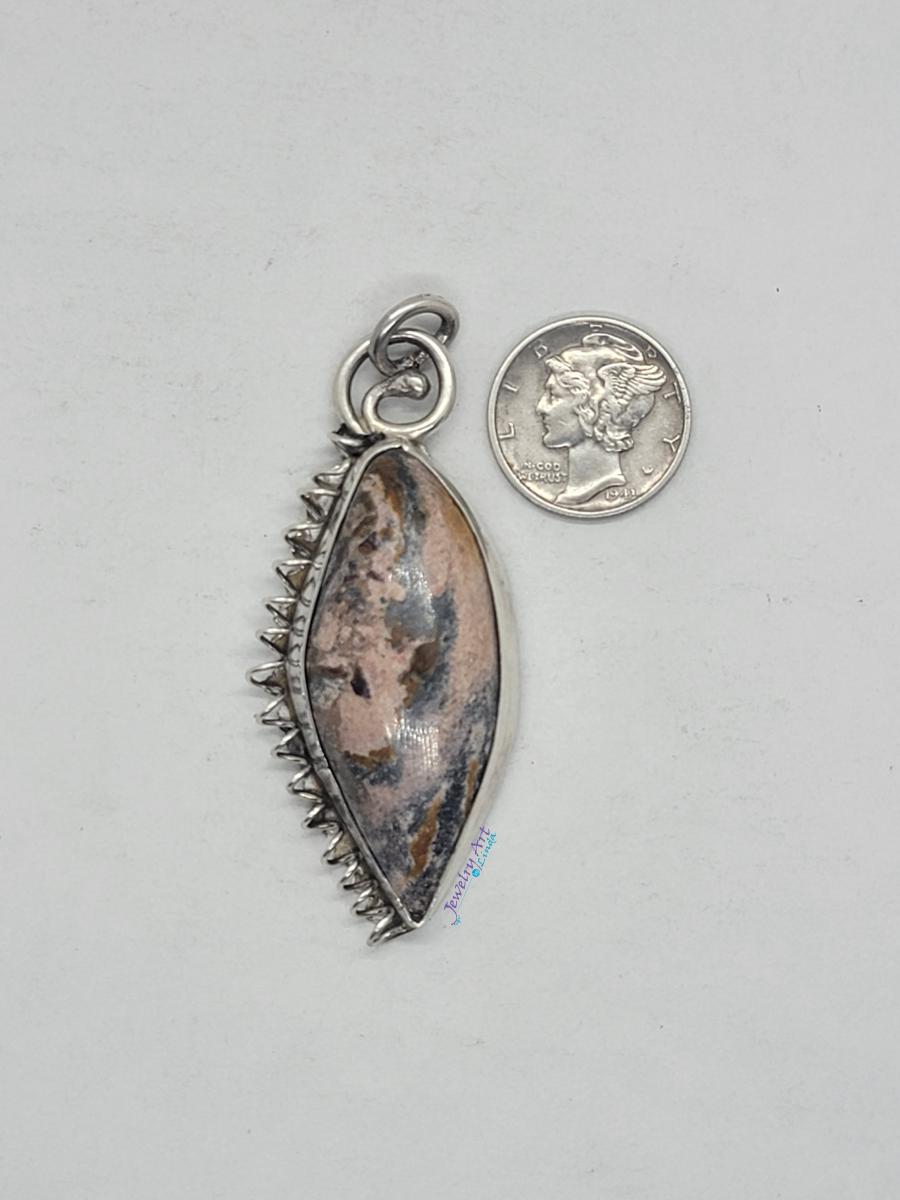 HANDMADE INDIAN BLANKET JASPER AND STERLING SILVER PENDANT picture