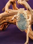 LARGE DOMINICAN REPUBLIC LARIMAR AND SILVER PENDANT