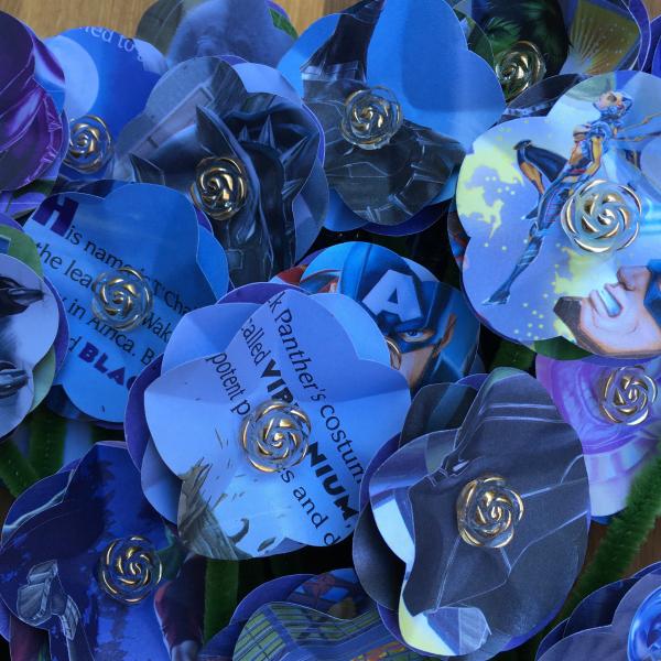Black Panther hand-cut paper flower bouquet