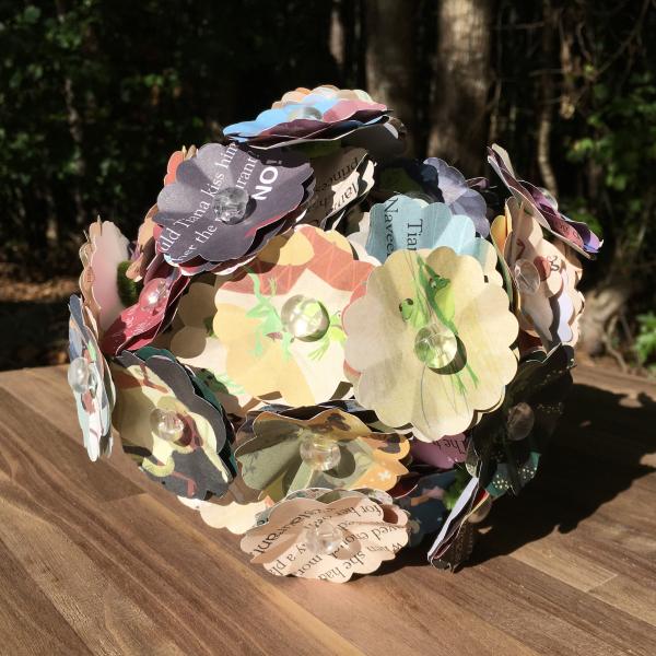 Princess and the Frog little golden book hand-cut paper flower arrangement